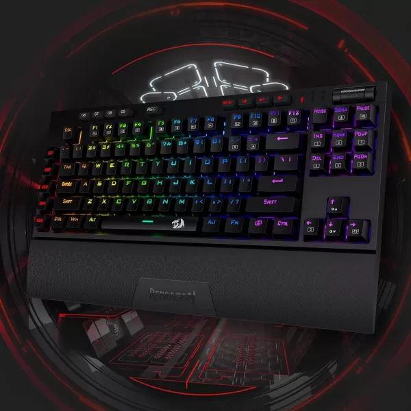 Redragon K596 PRO RGB Mechanical Gaming Keyboard 50 BT24 GhzWired Three Modes 87 Keys TKL Compact Keyboard wDurable Battery 10 Onboard Macro Keys ampamp Wrist Rest 10H Play Time Red SwitchesWireless 3 Modes