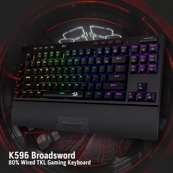 Redragon K596 PRO RGB Mechanical Gaming Keyboard 50 BT24 GhzWired Three Modes 87 Keys TKL Compact Keyboard wDurable Battery 10 Onboard Macro Keys ampamp Wrist Rest 10H Play Time Red SwitchesWired