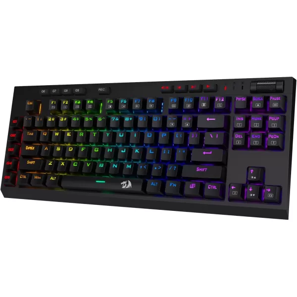 Redragon K596 PRO RGB Mechanical Gaming Keyboard 50 BT24 GhzWired Three Modes 87 Keys TKL Compact Keyboard wDurable Battery 10 Onboard Macro Keys ampamp Wrist Rest 10H Play Time Red SwitchesWired