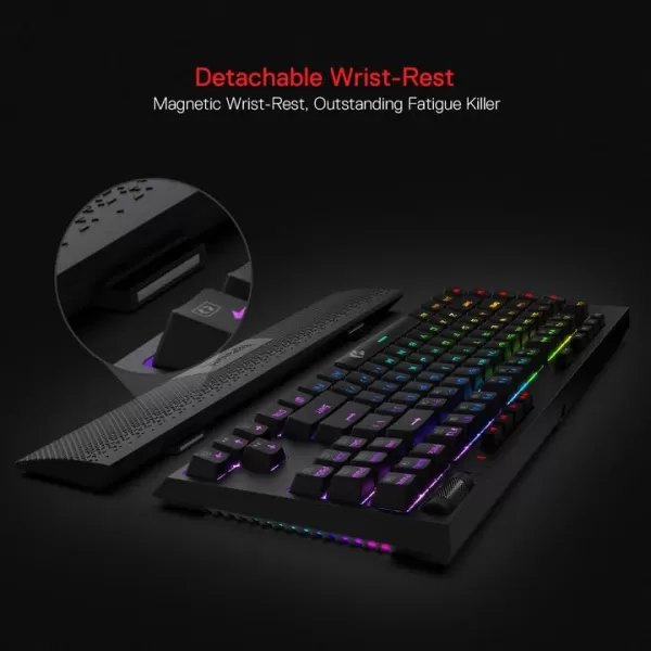 Redragon K596 PRO RGB Mechanical Gaming Keyboard 50 BT24 GhzWired Three Modes 87 Keys TKL Compact Keyboard wDurable Battery 10 Onboard Macro Keys ampamp Wrist Rest 10H Play Time Red SwitchesWired