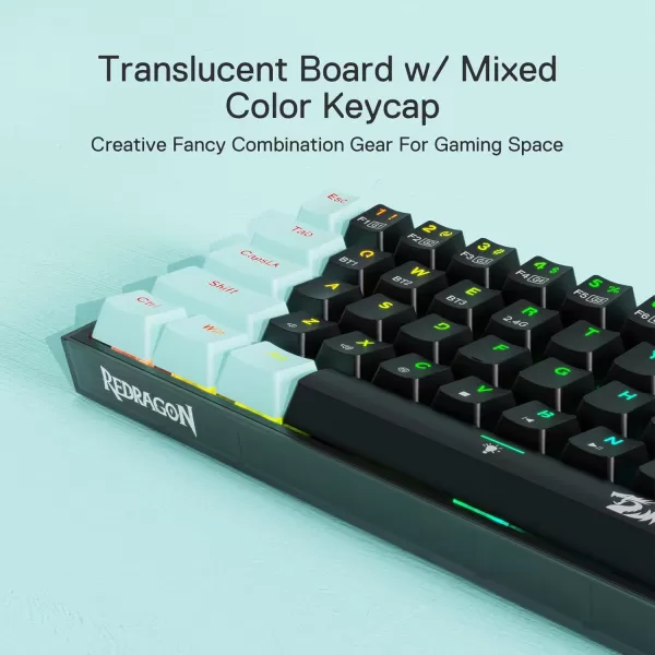 Redragon K631 PRO SE 65 3Mode Wireless RGB Gaming Keyboard 68 Keys HotSwappable Compact Mechanical Keyboard wHotSwap FreeMod PCB Socket ampamp Translucent Board Custom Quiet Linear SwitchBlack  Mint
