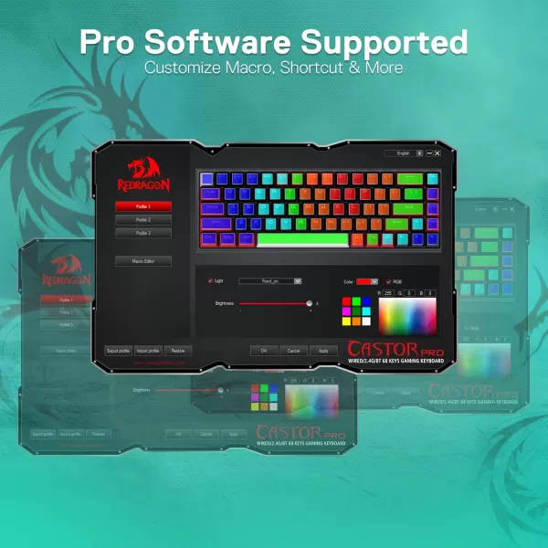Redragon K631 PRO SE 65 3Mode Wireless RGB Gaming Keyboard 68 Keys HotSwappable Compact Mechanical Keyboard wHotSwap FreeMod PCB Socket ampamp Translucent Board Custom Quiet Linear SwitchWhite  Mint