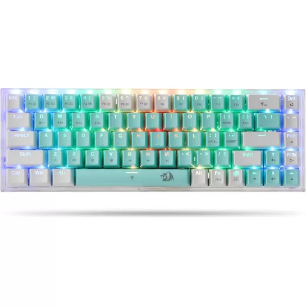 Redragon K631 PRO SE 65 3Mode Wireless RGB Gaming Keyboard 68 Keys HotSwappable Compact Mechanical Keyboard wHotSwap FreeMod PCB Socket ampamp Translucent Board Custom Quiet Linear SwitchWhite  Mint