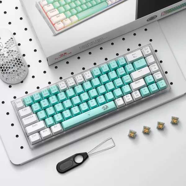 Redragon K631 PRO SE 65 3Mode Wireless RGB Gaming Keyboard 68 Keys HotSwappable Compact Mechanical Keyboard wHotSwap FreeMod PCB Socket ampamp Translucent Board Custom Quiet Linear SwitchWhite  Mint