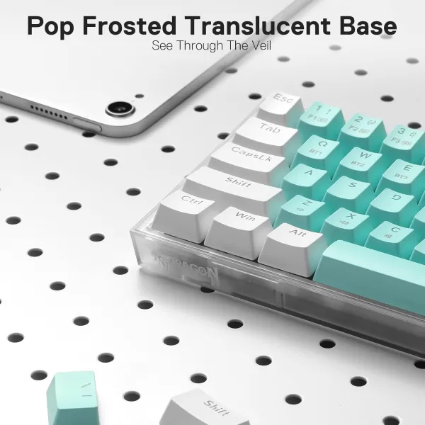 Redragon K631 PRO SE 65 3Mode Wireless RGB Gaming Keyboard 68 Keys HotSwappable Compact Mechanical Keyboard wHotSwap FreeMod PCB Socket ampamp Translucent Board Custom Quiet Linear SwitchWhite  Mint