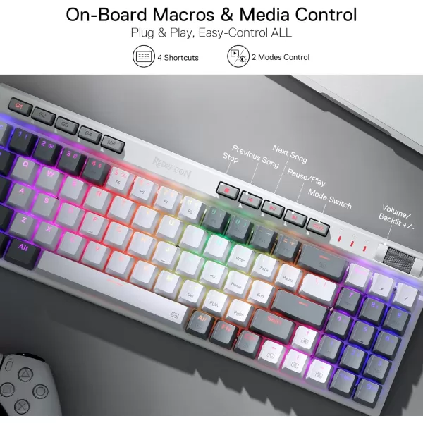 Redragon K655 75 RGB Wired Mechanical Gaming Keyboard 78 Keys HotSwap Mechanical Keyboard wAluminum Cover Board Upgraded Socket and Onboard MacroMedia Keys Quiet Linear Red Switch
