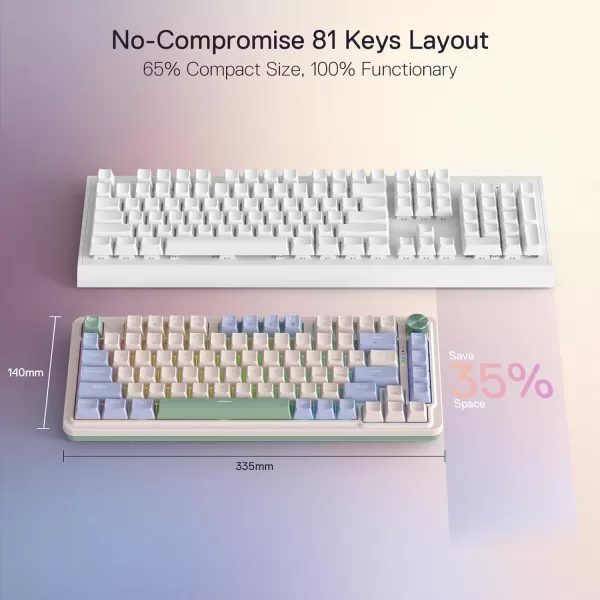 Redragon K673 PRO 75 Wireless Gasket RGB Gaming Keyboard 3Modes 81 Keys Compact Mechanical Keyboard HotSwap Socket Dedicated Knob Control and Sound Absorbing Pads Linear Red SwitchVintage Blue