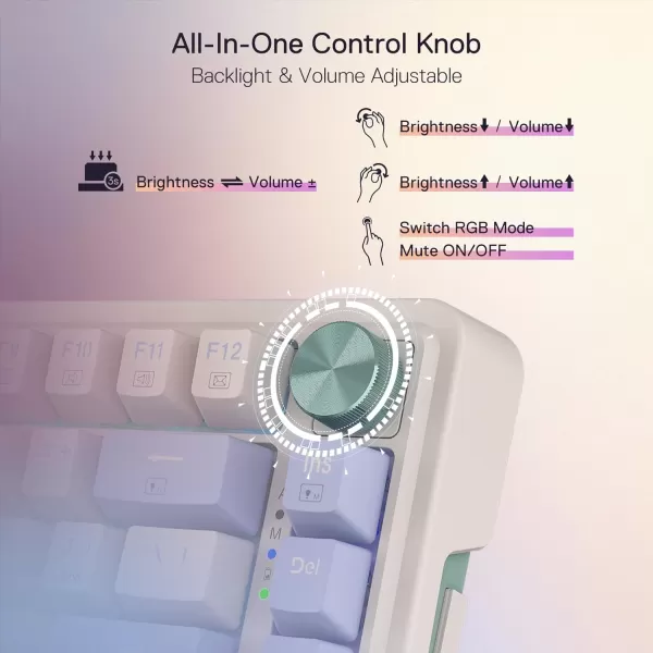 Redragon K673 PRO 75 Wireless Gasket RGB Gaming Keyboard 3Modes 81 Keys Compact Mechanical Keyboard HotSwap Socket Dedicated Knob Control and Sound Absorbing Pads Linear Red SwitchVintage Blue