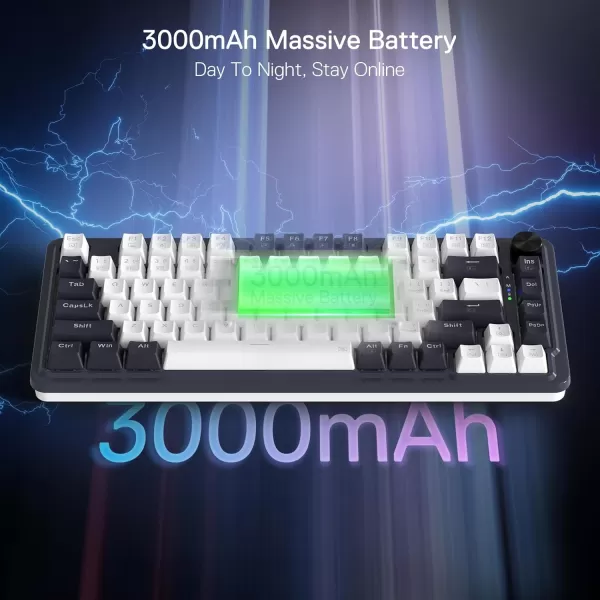 Redragon K673 PRO 75 Wireless Gasket RGB Gaming Keyboard 3Modes 81 Keys Compact Mechanical Keyboard HotSwap Socket Dedicated Knob Control and Sound Absorbing Pads Linear Red SwitchAbyssal Blue