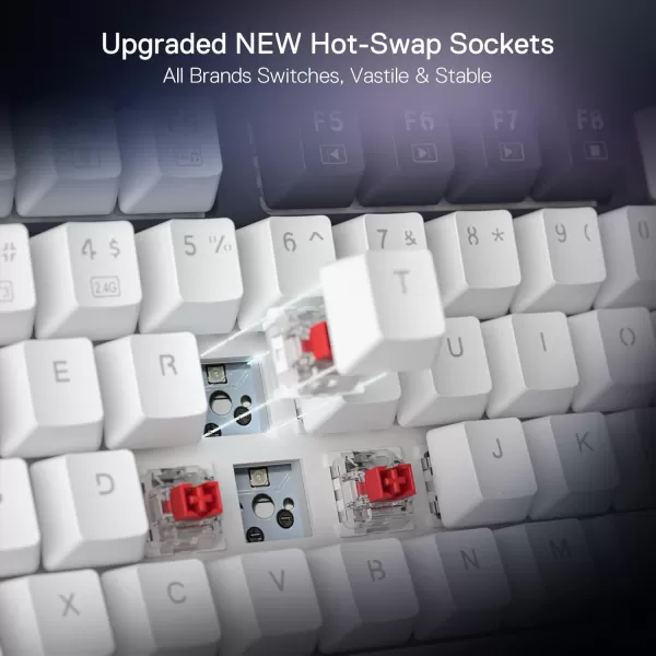 Redragon K673 PRO 75 Wireless Gasket RGB Gaming Keyboard 3Modes 81 Keys Compact Mechanical Keyboard HotSwap Socket Dedicated Knob Control and Sound Absorbing Pads Linear Red SwitchAbyssal Blue
