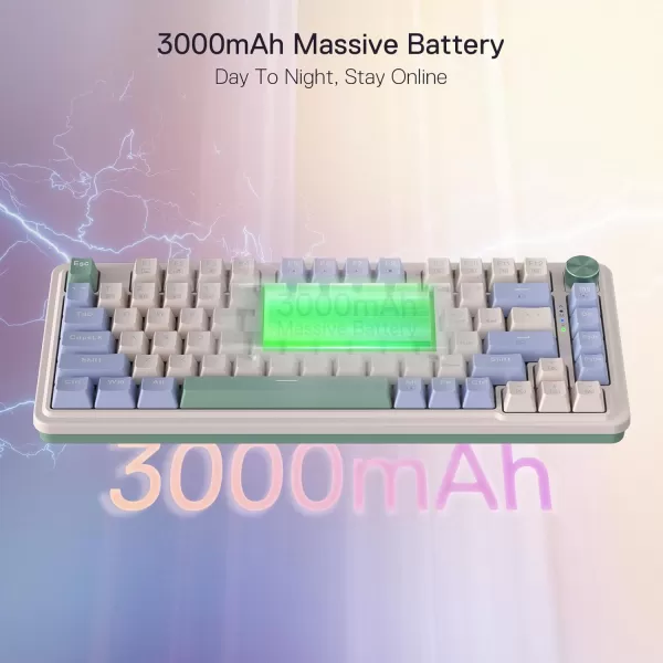 Redragon K673 PRO 75 Wireless Gasket RGB Gaming Keyboard 3Modes 81 Keys Compact Mechanical Keyboard HotSwap Socket Dedicated Knob Control and Sound Absorbing Pads Linear Red SwitchVintage Blue