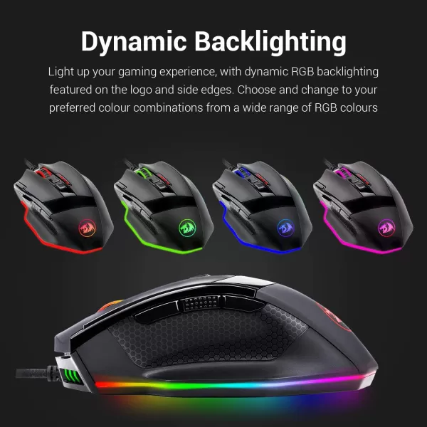 Redragon M801 Gaming Mouse LED RGB Backlit MMO 9 Programmable Buttons Mouse with Macro Recording Side Buttons Rapid Fire Button 16000 DPI for Windows PC Gamer Wireless BlackBlack