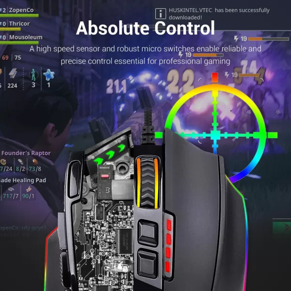 Redragon M801 Gaming Mouse LED RGB Backlit MMO 9 Programmable Buttons Mouse with Macro Recording Side Buttons Rapid Fire Button 16000 DPI for Windows PC Gamer Wireless BlackBlack