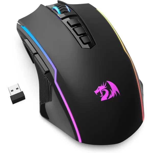 Redragon Wireless Gaming Mouse TriMode 24GUSBCBluetooth Mouse Gaming 10000 DPI RGB Backlit Fully Programmable Rechargeable Wireless Computer Mouse for Laptop PC Mac BlackBlack