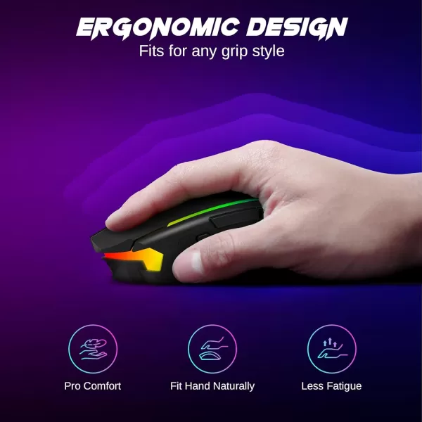 Redragon Wireless Gaming Mouse TriMode 24GUSBCBluetooth Mouse Gaming 10000 DPI RGB Backlit Fully Programmable Rechargeable Wireless Computer Mouse for Laptop PC Mac BlackBlack