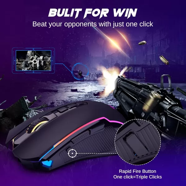 Redragon Wireless Gaming Mouse TriMode 24GUSBCBluetooth Mouse Gaming 10000 DPI RGB Backlit Fully Programmable Rechargeable Wireless Computer Mouse for Laptop PC Mac BlackBlack