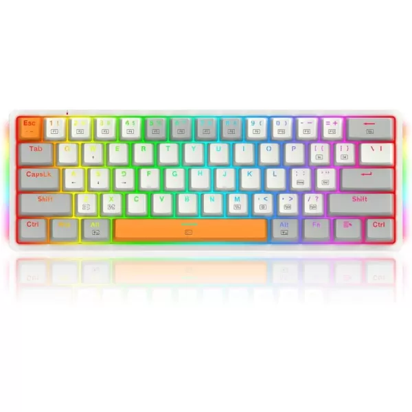 60 Keyboard Mechanical Mini Wired Gaming Keyboard Compact 60 Percent Keyboard RGB Backlit HotSwappable Red Switch Fully Programmable for Windows Laptop PC MacK642WGO WhiteGray