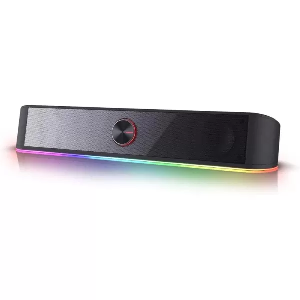 Redragon GS560 RGB Desktop Soundbar 20 Channel Computer Speaker with Dynamic Lighting Bar AudioLight SyncDisplay TouchControl Backlit with Volume Knob USB Powered w 35mm Cable BlackBlack