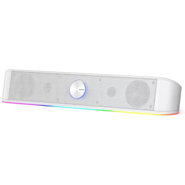 Redragon GS560 RGB Desktop Soundbar 20 Channel Computer Speaker with Dynamic Lighting Bar AudioLight SyncDisplay TouchControl Backlit with Volume Knob USB Powered w 35mm Cable BlackWhite