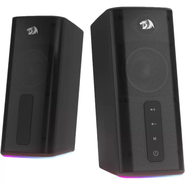 Redragon GS814 Stereo Desktop Speaker 20W Output 4 Real Units BT 5035mm AUX Enhanced Bass TouchControl Dynamic RGB Lighting