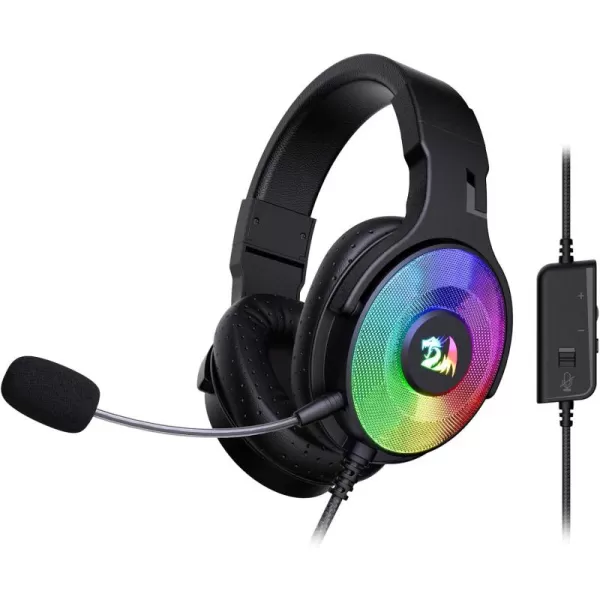 Redragon H350 White Wired Gaming Headset Dynamic RGB Backlight  Stereo SurroundSound  50MM Drivers  Detachable Microphone OverEar Headphones Works for PCPS4XBOX OneNSBlack