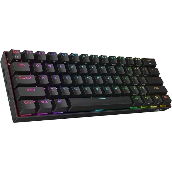 Redragon K530 Pro Draconic 60 Wireless RGB Mechanical Keyboard BT24GhzWired 3Mode 61 Keys Compact Gaming Keyboard wHotSwap Socket FreeMod Plate Mounted PCB ampamp Tactile Brown SwitchBlack