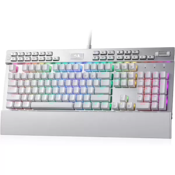Redragon K550 RGB Gaming Keyboard 104 Keys  12 Macro G Keys Wired Mechanical Keyboard wAluminum Top Plate Custom Clicky Purple Switch Extra USB Port ampamp Wrist RestWhite