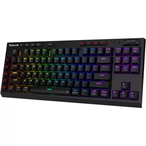 Redragon K596 PRO RGB Mechanical Gaming Keyboard 50 BT24 GhzWired Three Modes 87 Keys TKL Compact Keyboard wDurable Battery 10 Onboard Macro Keys ampamp Wrist Rest 10H Play Time Red SwitchesWireless 3 Modes