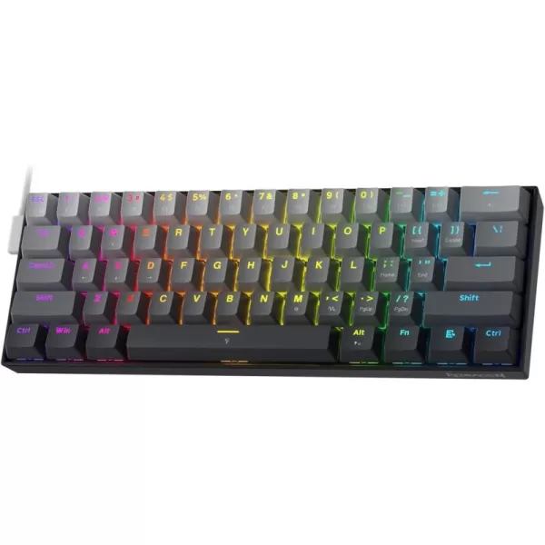 Redragon K617 Rapid Trigger Gaming Keyboard 60 61 Keys Wired Mechanical Keyboard wHyperFast Actuation Dedicated Magnetic Switch Actuation Point Adjustable 8K Hz Polling Rate Misty Grey