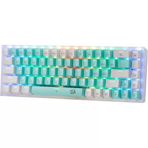 Redragon K631 PRO SE 65 3Mode Wireless RGB Gaming Keyboard 68 Keys HotSwappable Compact Mechanical Keyboard wHotSwap FreeMod PCB Socket ampamp Translucent Board Custom Quiet Linear SwitchWhite  Mint