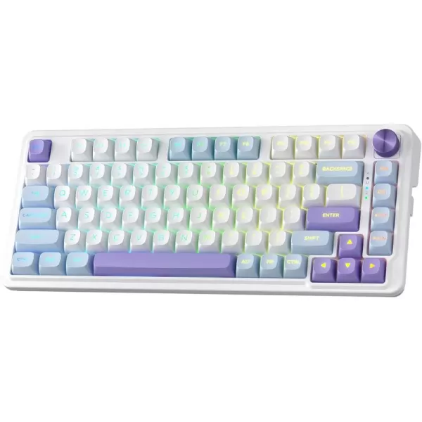 Redragon K673 PRO 75 Wireless Gasket RGB Gaming Keyboard 3Modes 81 Keys Compact Mechanical Keyboard HotSwap Socket Dedicated Knob Control and Sound Absorbing Pads Linear Red SwitchMoonrise Violet