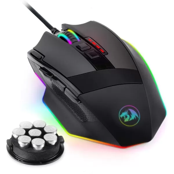Redragon M801 Gaming Mouse LED RGB Backlit MMO 9 Programmable Buttons Mouse with Macro Recording Side Buttons Rapid Fire Button 16000 DPI for Windows PC Gamer Wireless BlackBlack