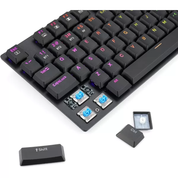 Redragon K535 Wireless Bluetooth Mechanical Gaming Keyboard RGB Backlit with Low Profile Blue Switches for Windows Gaming PC