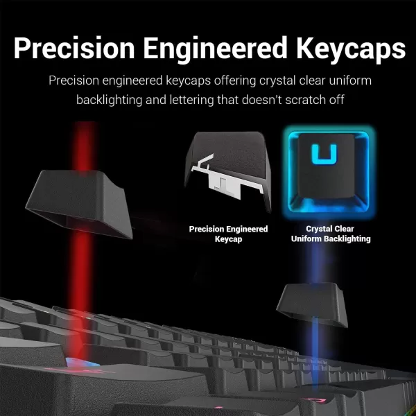 Redragon K551 Mechanical Gaming Keyboard RGB LED Rainbow Backlit Wired Keyboard with Red Switches for Windows Gaming PC 104 Keys Black