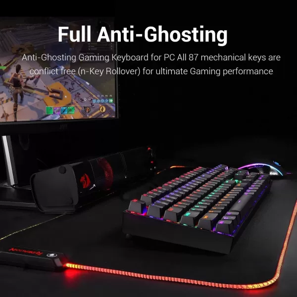 Redragon K551 Mechanical Gaming Keyboard RGB LED Rainbow Backlit Wired Keyboard with Red Switches for Windows Gaming PC 104 Keys Black