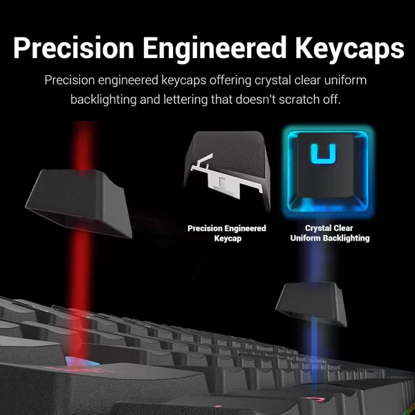 Redragon K552 Mechanical Gaming Keyboard RGB LED Backlit Wired with AntiDust Proof Switches for Windows PC Black 87 Keys Red Switches