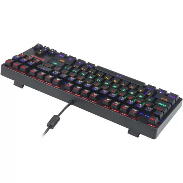 Redragon K576R DAKSA Mechanical Gaming Keyboard Wired USB LED Rainbow Backlit Compact Mechanical Gamers Keyboard 87 Keys for PC Computer Laptop Blue Switches Black