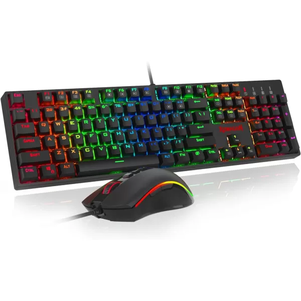 Redragon K582BA Wired Mechanical Gaming Keyboard ampamp M711 Cobra Gaming Mouse Combo 10000DPI 7 Programmable Buttons RGB LED Backlit Keyboard Mouse Set for PC Laptop Computer
