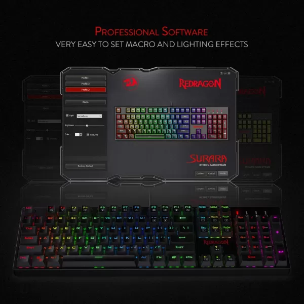 Redragon K582BA Wired Mechanical Gaming Keyboard ampamp M711 Cobra Gaming Mouse Combo 10000DPI 7 Programmable Buttons RGB LED Backlit Keyboard Mouse Set for PC Laptop Computer