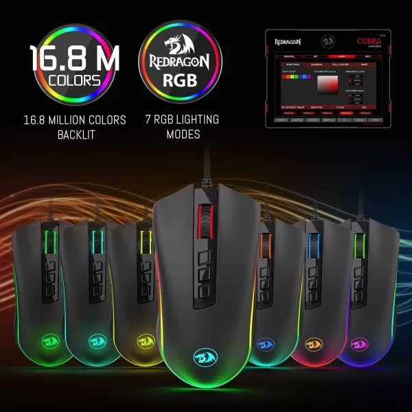 Redragon K582BA Wired Mechanical Gaming Keyboard ampamp M711 Cobra Gaming Mouse Combo 10000DPI 7 Programmable Buttons RGB LED Backlit Keyboard Mouse Set for PC Laptop Computer