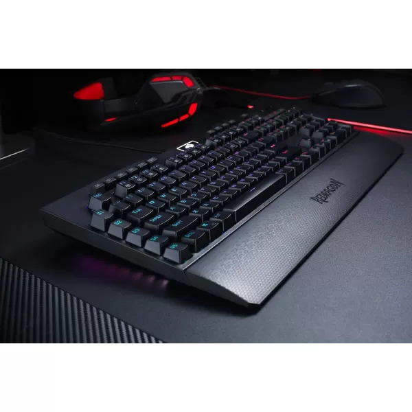 Redragon K586PRO Brahma RGB Mechanical Gaming Keyboard with Fast Optical Blue Switches 10 Dedicated Macro Keys Convenient Media Control and Detachable Wrist Rest