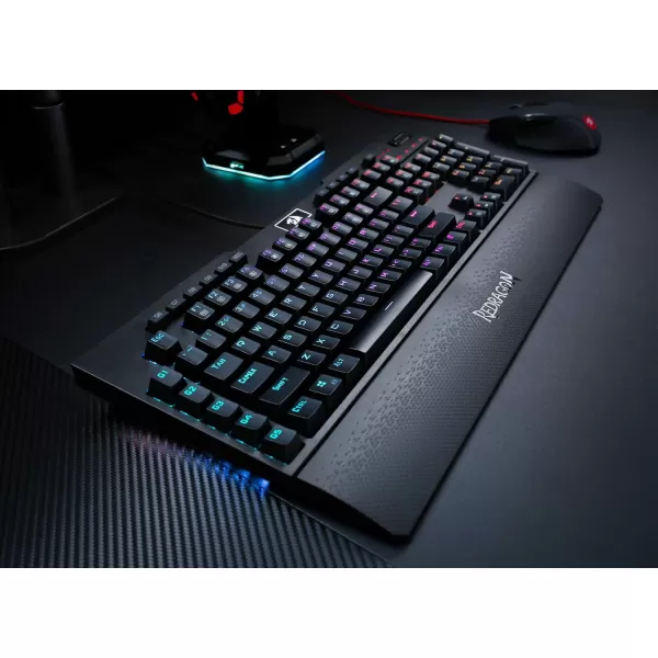 Redragon K586PRO Brahma RGB Mechanical Gaming Keyboard with Fast Optical Blue Switches 10 Dedicated Macro Keys Convenient Media Control and Detachable Wrist Rest