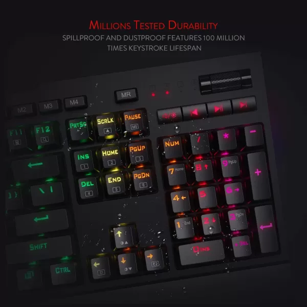 Redragon K586PRO Brahma RGB Mechanical Gaming Keyboard with Fast Optical Blue Switches 10 Dedicated Macro Keys Convenient Media Control and Detachable Wrist Rest