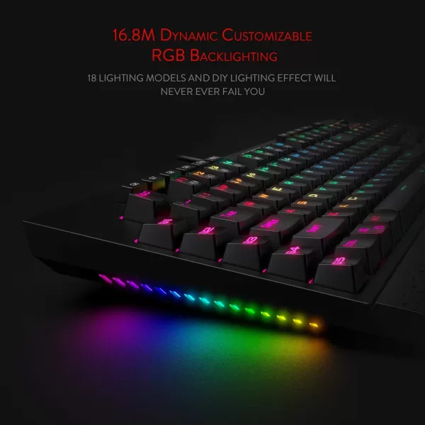 Redragon K586PRO Brahma RGB Mechanical Gaming Keyboard with Fast Optical Blue Switches 10 Dedicated Macro Keys Convenient Media Control and Detachable Wrist Rest