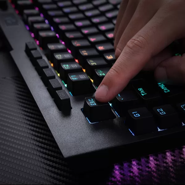 Redragon K586PRO Brahma RGB Mechanical Gaming Keyboard with Fast Optical Blue Switches 10 Dedicated Macro Keys Convenient Media Control and Detachable Wrist Rest