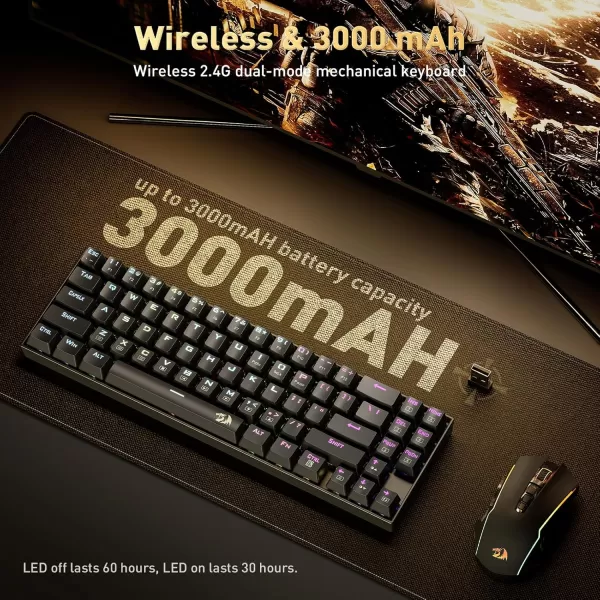 Redragon K599 60 Mechanical Keyboard 70 Keys RGB WiredWireless Mechanical Keyboard Hot Swap AntiGhosting Gaming Keyboard for PCPS5XboxMacOS Linear Red SwitchBlackK599