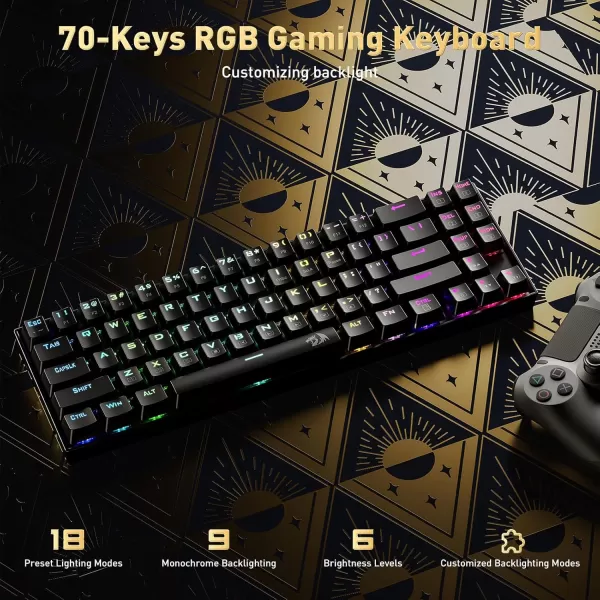 Redragon K599 60 Mechanical Keyboard 70 Keys RGB WiredWireless Mechanical Keyboard Hot Swap AntiGhosting Gaming Keyboard for PCPS5XboxMacOS Linear Red SwitchBlackK599