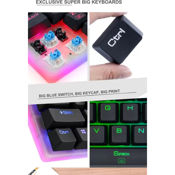 Redragon K605 Alien Giant Mechanical Gaming Keyboard Super Big 61 Keys ampamp Outemu Blue Switch RGB LED Backlit Ergonomic Wired TypeC Full Key Conflict Free AntiGhosting NKRO Keyboard61 Keys