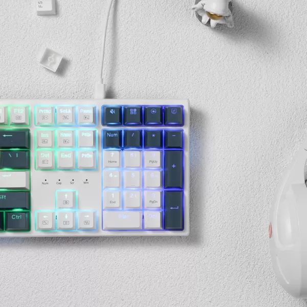 Redragon K668 RGB Gaming Keyboard 104 Keys  Extra 4 Hotkeys Wired Mechanical Keyboard wSound Absorbing Foams Upgraded Hotswappable Socket Mixed Color Keycaps Red Switch