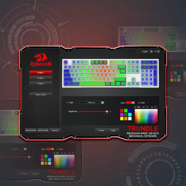 Redragon K668 RGB Gaming Keyboard 104 Keys  Extra 4 Hotkeys Wired Mechanical Keyboard wSound Absorbing Foams Upgraded Hotswappable Socket Mixed Color Keycaps Red Switch